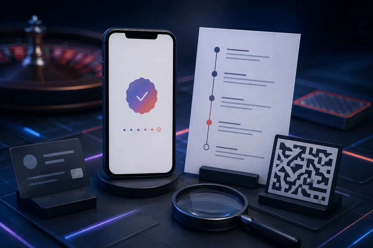 Catatan bukti transaksi dengan ponsel dan simbol QR generik